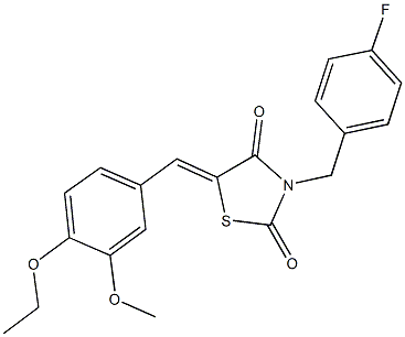 5-(4-ethoxy-3-methoxybenzylidene)-3-(4-fluorobenzyl)-1,3-thiazolidine-2,4-dione Struktur