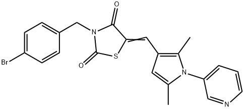 3-(4-bromobenzyl)-5-{[2,5-dimethyl-1-(3-pyridinyl)-1H-pyrrol-3-yl]methylene}-1,3-thiazolidine-2,4-dione Struktur