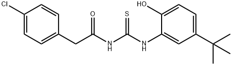 N-(5-tert-butyl-2-hydroxyphenyl)-N'-[(4-chlorophenyl)acetyl]thiourea Struktur