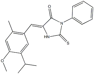 5-(5-isopropyl-4-methoxy-2-methylbenzylidene)-3-phenyl-2-thioxo-4-imidazolidinone Struktur