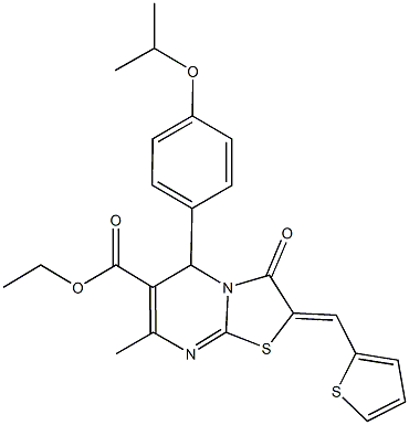 ethyl 5-(4-isopropoxyphenyl)-7-methyl-3-oxo-2-(2-thienylmethylene)-2,3-dihydro-5H-[1,3]thiazolo[3,2-a]pyrimidine-6-carboxylate Struktur