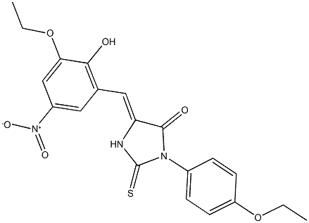 5-{3-ethoxy-2-hydroxy-5-nitrobenzylidene}-3-(4-ethoxyphenyl)-2-thioxo-4-imidazolidinone Struktur