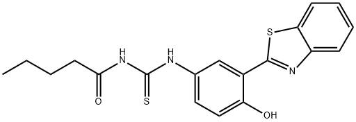 N-[3-(1,3-benzothiazol-2-yl)-4-hydroxyphenyl]-N'-pentanoylthiourea Struktur