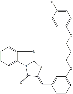 2-{3-[3-(4-chlorophenoxy)propoxy]benzylidene}[1,3]thiazolo[3,2-a]benzimidazol-3(2H)-one Struktur