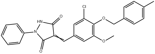 4-{3-chloro-5-methoxy-4-[(4-methylbenzyl)oxy]benzylidene}-1-phenyl-3,5-pyrazolidinedione Struktur