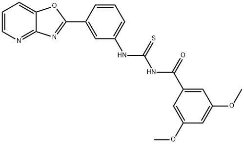 N-(3,5-dimethoxybenzoyl)-N'-(3-[1,3]oxazolo[4,5-b]pyridin-2-ylphenyl)thiourea Struktur