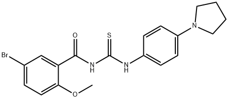 N-(5-bromo-2-methoxybenzoyl)-N'-[4-(1-pyrrolidinyl)phenyl]thiourea Struktur