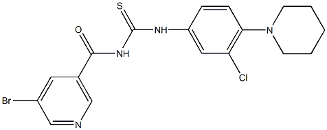 N-[(5-bromopyridin-3-yl)carbonyl]-N'-(3-chloro-4-piperidin-1-ylphenyl)thiourea Struktur