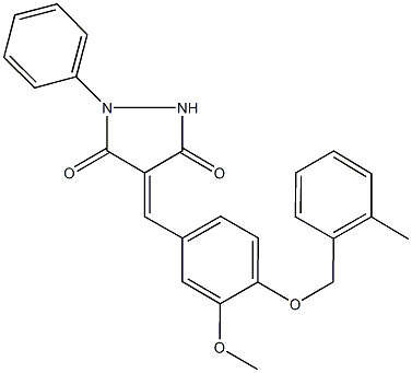 4-{3-methoxy-4-[(2-methylbenzyl)oxy]benzylidene}-1-phenyl-3,5-pyrazolidinedione Struktur