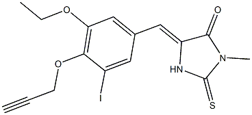 5-[3-ethoxy-5-iodo-4-(2-propynyloxy)benzylidene]-3-methyl-2-thioxo-4-imidazolidinone Struktur