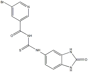 N-[(5-bromo-3-pyridinyl)carbonyl]-N'-(2-oxo-2,3-dihydro-1H-benzimidazol-5-yl)thiourea Struktur