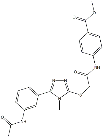 methyl 4-{[({5-[3-(acetylamino)phenyl]-4-methyl-4H-1,2,4-triazol-3-yl}sulfanyl)acetyl]amino}benzoate Struktur