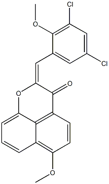 2-(3,5-dichloro-2-methoxybenzylidene)-6-methoxybenzo[de]chromen-3(2H)-one Struktur