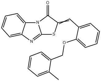 2-{2-[(2-methylbenzyl)oxy]benzylidene}[1,3]thiazolo[3,2-a]benzimidazol-3(2H)-one Struktur