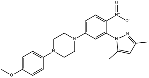 1-{3-(3,5-dimethyl-1H-pyrazol-1-yl)-4-nitrophenyl}-4-(4-methoxyphenyl)piperazine Struktur