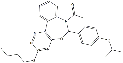 7-acetyl-3-(butylsulfanyl)-6-(4-isopropoxyphenyl)-6,7-dihydro[1,2,4]triazino[5,6-d][3,1]benzoxazepine Struktur