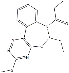 6-ethyl-7-propionyl-6,7-dihydro[1,2,4]triazino[5,6-d][3,1]benzoxazepin-3-yl methyl sulfide Struktur