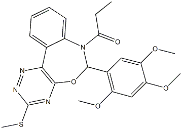 3-(methylsulfanyl)-7-propionyl-6-(2,4,5-trimethoxyphenyl)-6,7-dihydro[1,2,4]triazino[5,6-d][3,1]benzoxazepine Struktur