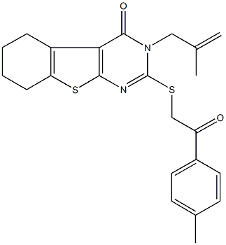 2-{[2-(4-methylphenyl)-2-oxoethyl]sulfanyl}-3-(2-methyl-2-propenyl)-5,6,7,8-tetrahydro[1]benzothieno[2,3-d]pyrimidin-4(3H)-one Struktur