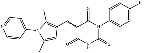 1-(4-bromophenyl)-5-{[2,5-dimethyl-1-(4-pyridinyl)-1H-pyrrol-3-yl]methylene}-2-thioxodihydro-4,6(1H,5H)-pyrimidinedione Struktur