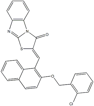 2-({2-[(2-chlorobenzyl)oxy]-1-naphthyl}methylene)[1,3]thiazolo[3,2-a]benzimidazol-3(2H)-one Struktur