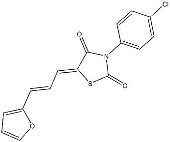 3-(4-chlorophenyl)-5-[3-(2-furyl)-2-propenylidene]-1,3-thiazolidine-2,4-dione Struktur