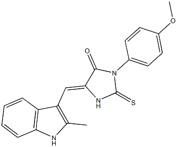 3-(4-methoxyphenyl)-5-[(2-methyl-1H-indol-3-yl)methylene]-2-thioxo-4-imidazolidinone Struktur