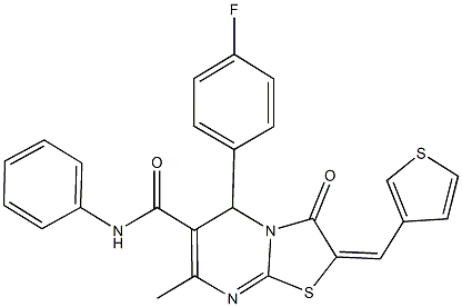 5-(4-fluorophenyl)-7-methyl-3-oxo-N-phenyl-2-(3-thienylmethylene)-2,3-dihydro-5H-[1,3]thiazolo[3,2-a]pyrimidine-6-carboxamide Struktur