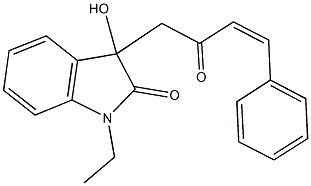 1-ethyl-3-hydroxy-3-(2-oxo-4-phenyl-3-butenyl)-1,3-dihydro-2H-indol-2-one Struktur