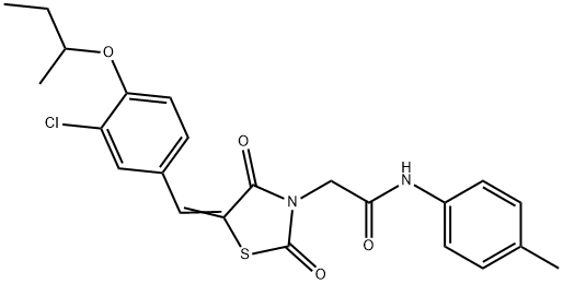 2-[5-(4-sec-butoxy-3-chlorobenzylidene)-2,4-dioxo-1,3-thiazolidin-3-yl]-N-(4-methylphenyl)acetamide Struktur