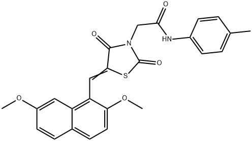 2-{5-[(2,7-dimethoxy-1-naphthyl)methylene]-2,4-dioxo-1,3-thiazolidin-3-yl}-N-(4-methylphenyl)acetamide Struktur