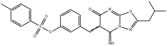 3-[(5-imino-2-isobutyl-7-oxo-5H-[1,3,4]thiadiazolo[3,2-a]pyrimidin-6(7H)-ylidene)methyl]phenyl 4-methylbenzenesulfonate Struktur