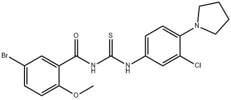 N-(5-bromo-2-methoxybenzoyl)-N'-[3-chloro-4-(1-pyrrolidinyl)phenyl]thiourea Struktur