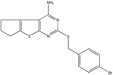 2-[(4-bromobenzyl)sulfanyl]-6,7-dihydro-5H-cyclopenta[4,5]thieno[2,3-d]pyrimidin-4-ylamine Struktur