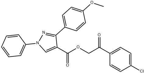 2-(4-chlorophenyl)-2-oxoethyl 3-(4-methoxyphenyl)-1-phenyl-1H-pyrazole-4-carboxylate Struktur