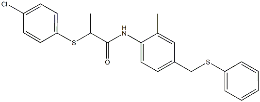 2-[(4-chlorophenyl)sulfanyl]-N-{2-methyl-4-[(phenylsulfanyl)methyl]phenyl}propanamide Struktur