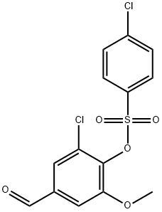 2-chloro-4-formyl-6-methoxyphenyl 4-chlorobenzenesulfonate Struktur