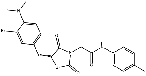 2-{5-[3-bromo-4-(dimethylamino)benzylidene]-2,4-dioxo-1,3-thiazolidin-3-yl}-N-(4-methylphenyl)acetamide Struktur