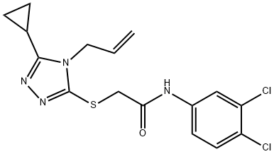 2-[(4-allyl-5-cyclopropyl-4H-1,2,4-triazol-3-yl)sulfanyl]-N-(3,4-dichlorophenyl)acetamide Struktur