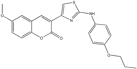 6-methoxy-3-[2-(4-propoxyanilino)-1,3-thiazol-4-yl]-2H-chromen-2-one Struktur