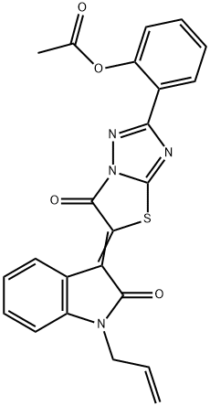 2-[5-(1-allyl-2-oxo-1,2-dihydro-3H-indol-3-ylidene)-6-oxo-5,6-dihydro[1,3]thiazolo[3,2-b][1,2,4]triazol-2-yl]phenyl acetate Struktur