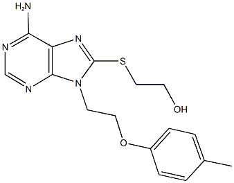 2-({6-amino-9-[2-(4-methylphenoxy)ethyl]-9H-purin-8-yl}sulfanyl)ethanol Struktur