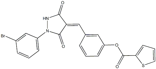 3-{[1-(3-bromophenyl)-3,5-dioxo-4-pyrazolidinylidene]methyl}phenyl 2-thiophenecarboxylate Struktur