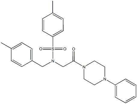 4-methyl-N-(4-methylbenzyl)-N-[2-oxo-2-(4-phenyl-1-piperazinyl)ethyl]benzenesulfonamide Struktur