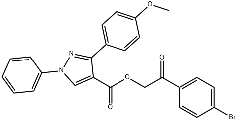 2-(4-bromophenyl)-2-oxoethyl 3-(4-methoxyphenyl)-1-phenyl-1H-pyrazole-4-carboxylate Struktur