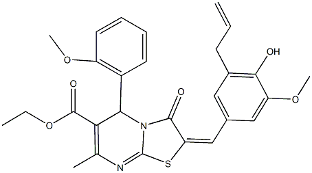 ethyl 2-(3-allyl-4-hydroxy-5-methoxybenzylidene)-5-(2-methoxyphenyl)-7-methyl-3-oxo-2,3-dihydro-5H-[1,3]thiazolo[3,2-a]pyrimidine-6-carboxylate Struktur