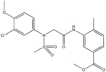 methyl 3-({[3-chloro-4-methoxy(methylsulfonyl)anilino]acetyl}amino)-4-methylbenzoate Struktur