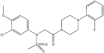 N-(3-chloro-4-methoxyphenyl)-N-{2-[4-(2-fluorophenyl)-1-piperazinyl]-2-oxoethyl}methanesulfonamide Struktur