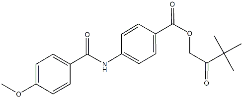 3,3-dimethyl-2-oxobutyl 4-[(4-methoxybenzoyl)amino]benzoate Struktur