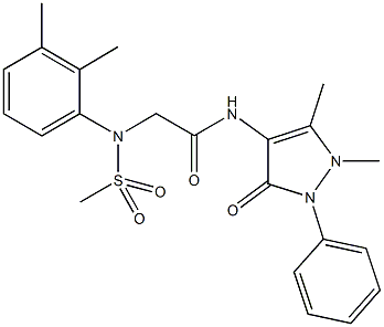 2-[2,3-dimethyl(methylsulfonyl)anilino]-N-(1,5-dimethyl-3-oxo-2-phenyl-2,3-dihydro-1H-pyrazol-4-yl)acetamide Struktur